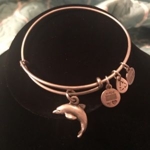 Alex & Ani Silver Tone Dolphin Bangle Bracelet
